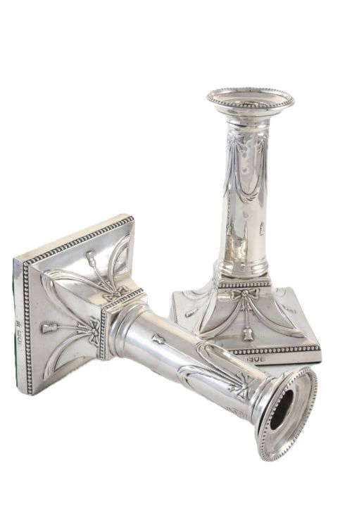 fig 2. Pair of Edwardian Silver Candlesticks 1906