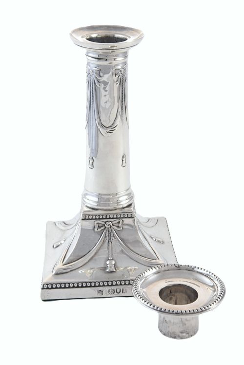 fig 3. Pair of Edwardian Silver Candlesticks 1906