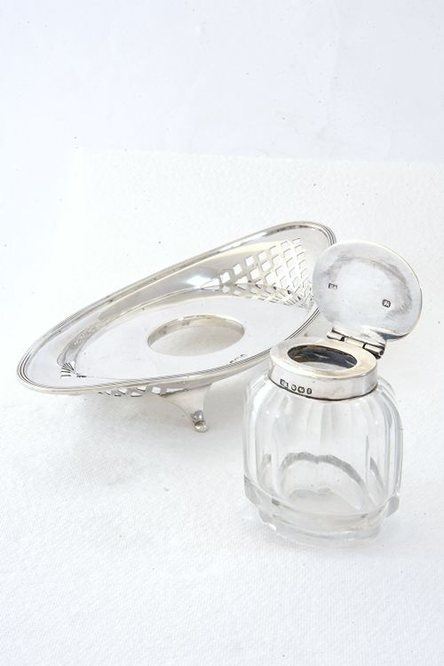 fig 2. Victorian Silver Inkwell & Stand 1897