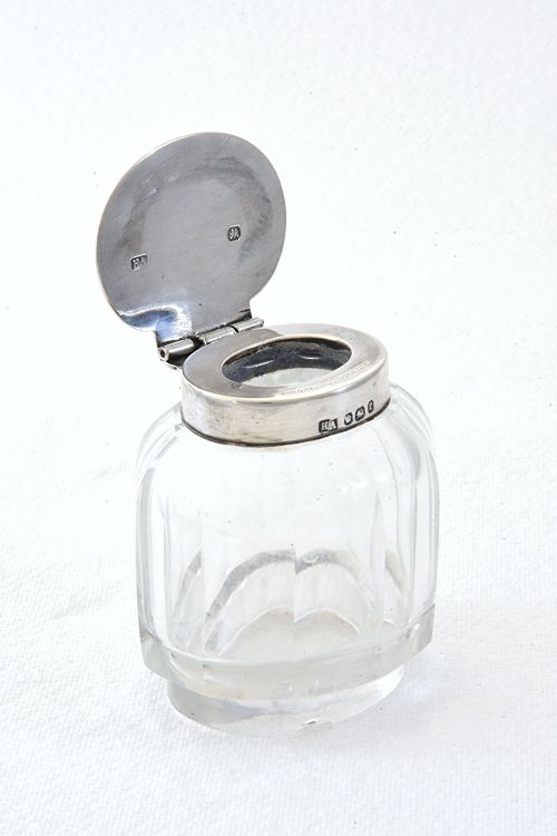 fig 3. Victorian Silver Inkwell & Stand 1897