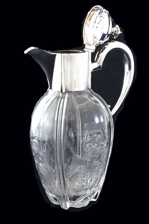 VICTORIAN SILVER MOUNTED CLARET JUG 1900 - ADDITIONAL PHOTO 4