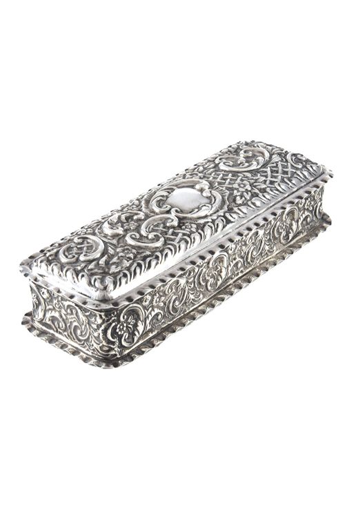 VICTORIAN SILVER TRINKET BOX 1900