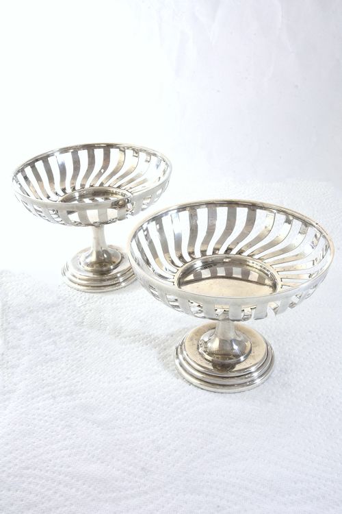 fig 1. Pair of Edwardian Silver Pedestal Bonbon Dishes 1908