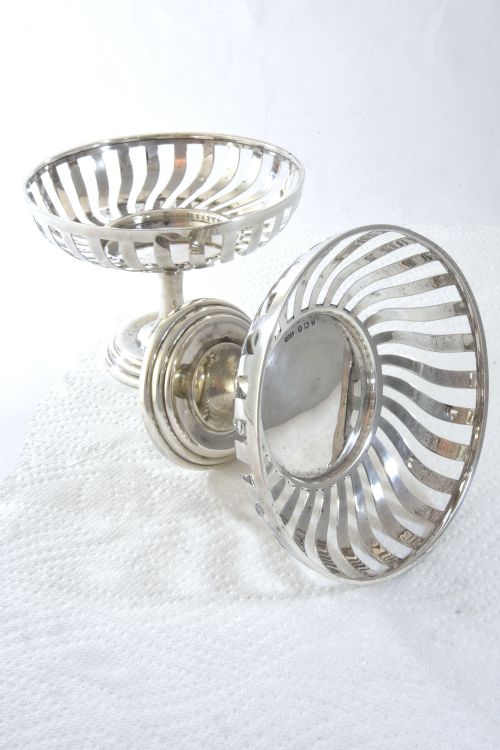 fig 2. Pair of Edwardian Silver Pedestal Bonbon Dishes 1908