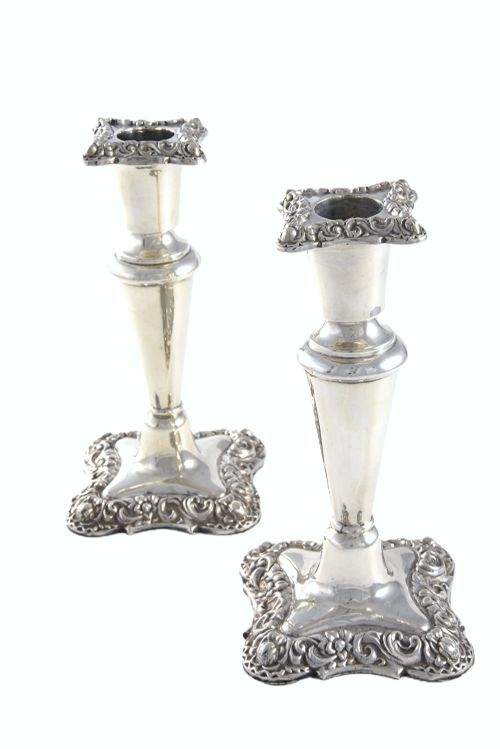 fig 1. Pair of Edwardian Silver Candlesticks 1903
