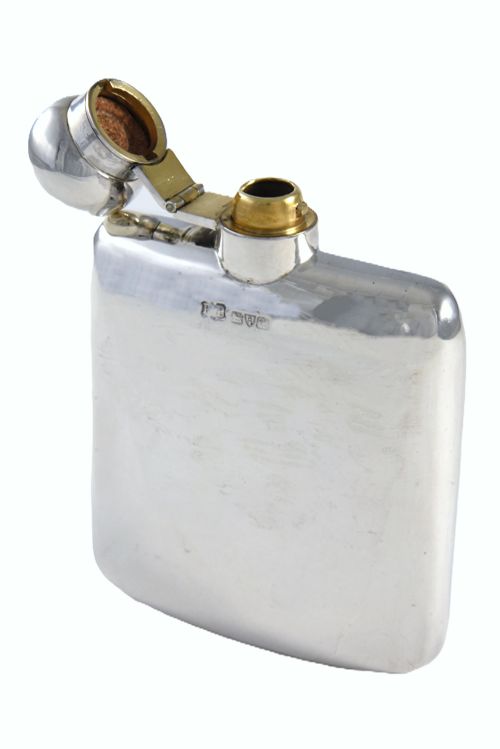 ANTIQUE SILVER HIP FLASK CHESTER 1920 - ADDITIONAL PHOTO 2