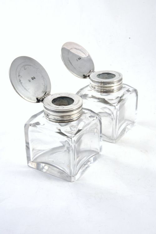 LARGE VICTORIAN SILVER DOUBLE INKSTAND WITH CHAMBERSTICK 1900 - ADDITIONAL PHOTO 3