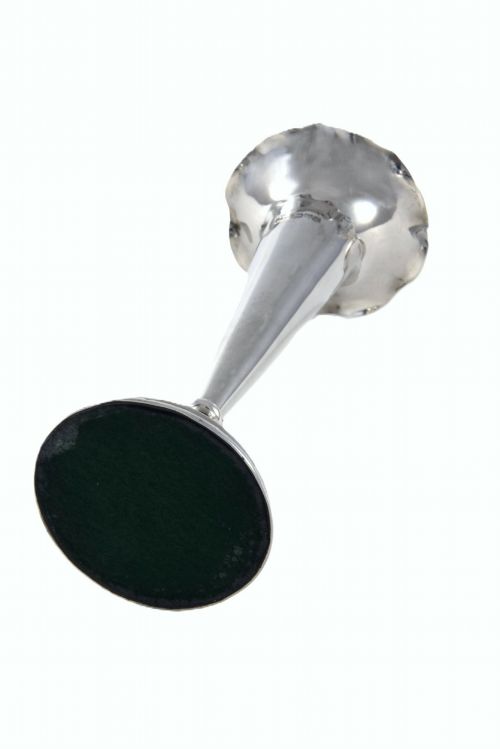fig 2. A late Victorian sterling silver trumpet posy vase featuring a fluted, wavy rim and a round pedestal base.
