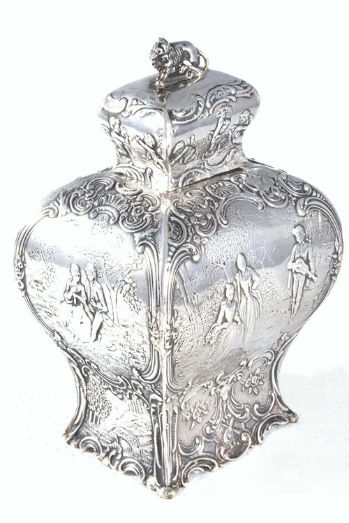 Victorian Silver Bombe Tea Caddy 1899