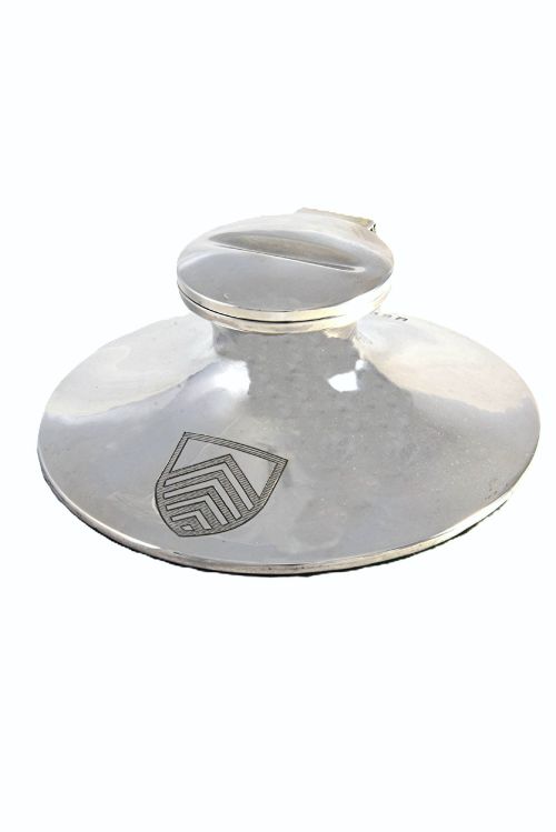 Large Silver Capstan Inkwell 1915