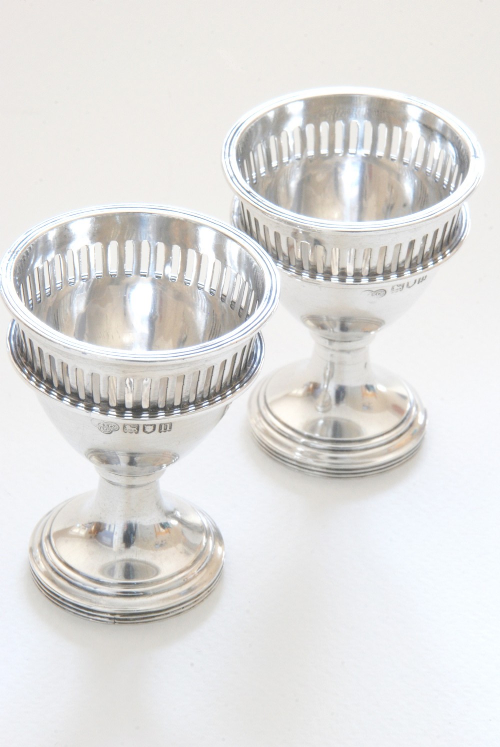 A Pair of Edwardian Solid Silver Egg Cups 1908