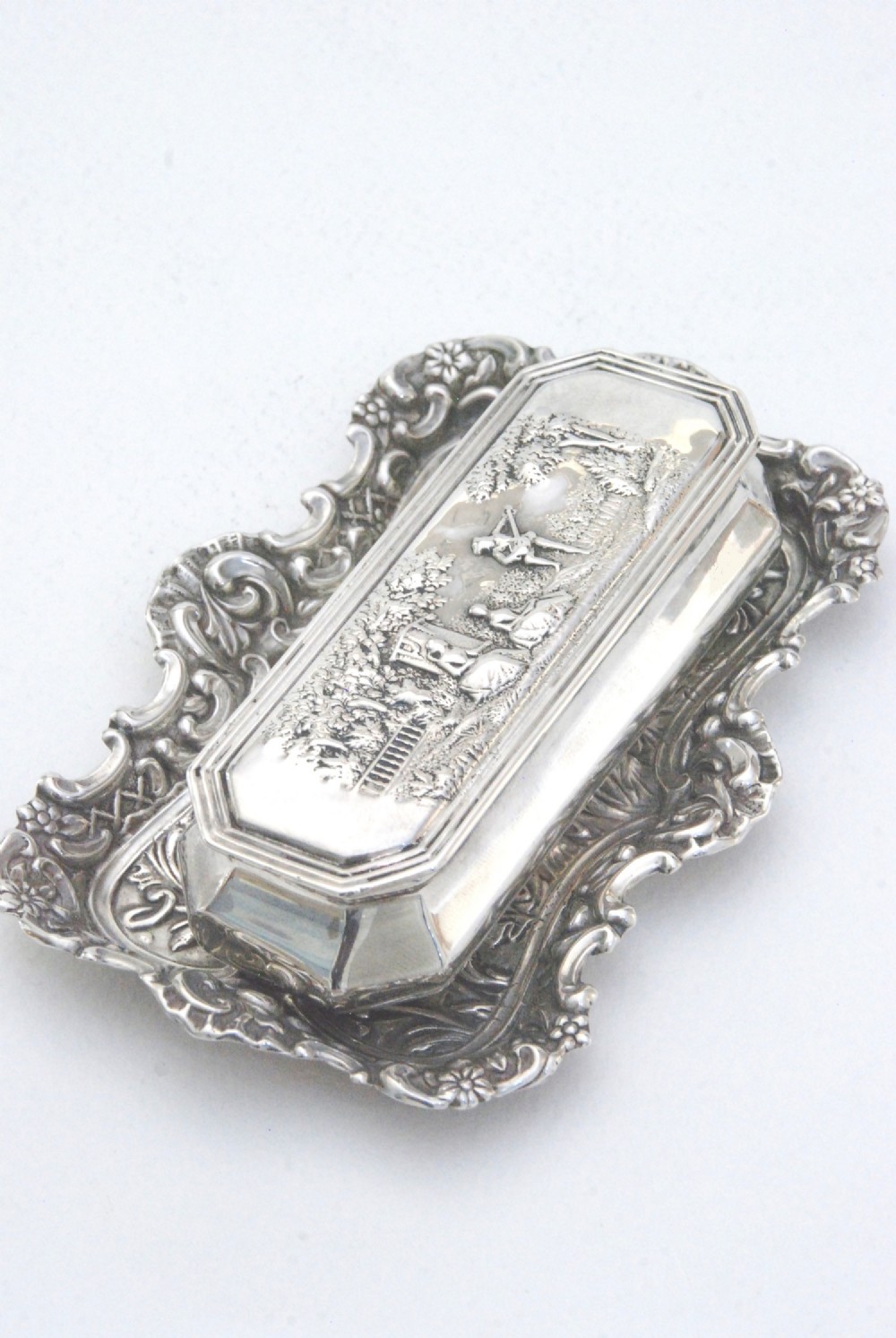 Victorian Silver Trinket Box and Ring Tray Set 1899