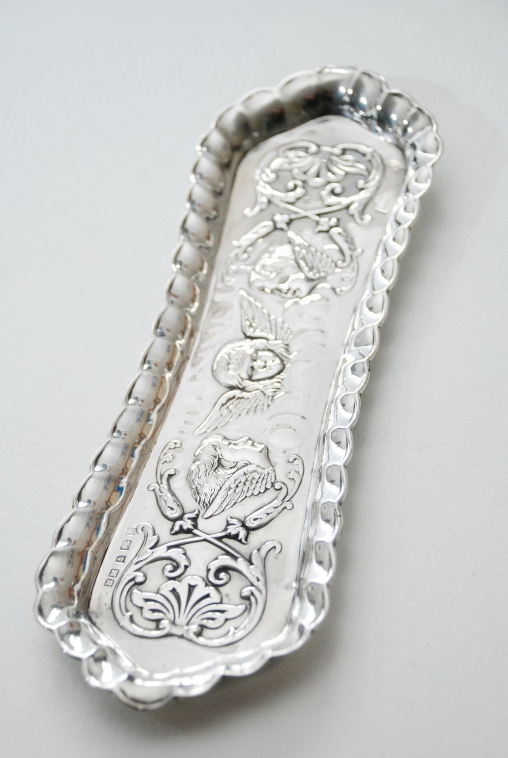 Edwardian Solid Silver Pen Tray by Henry Matthews 1902