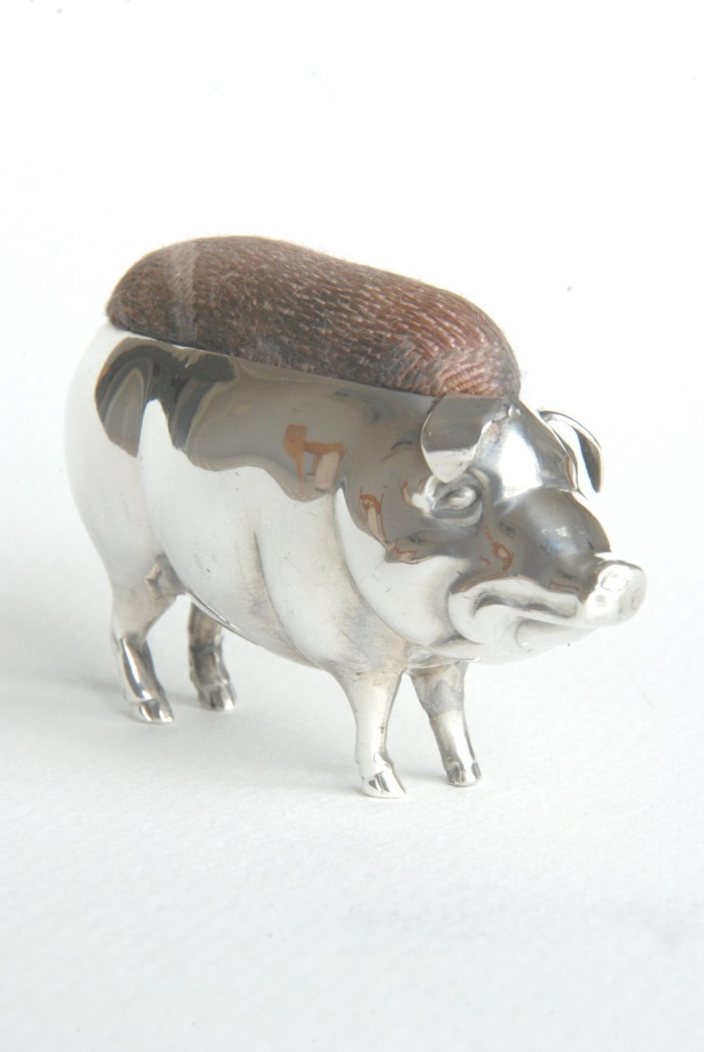 Edwardian Silver Pig Pin Cushion 1905