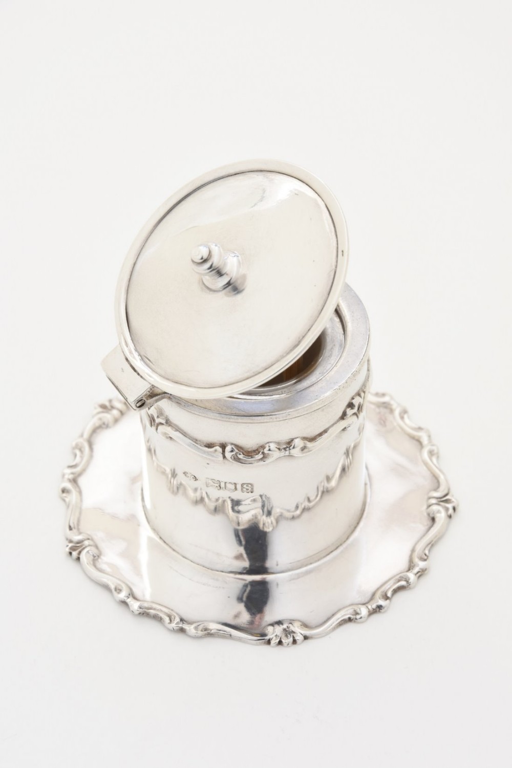 Rare William Comyns Silver Inkwell 1913