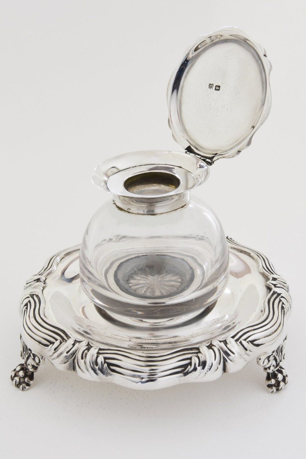 Rare Silver Inkwell & Stand 1919