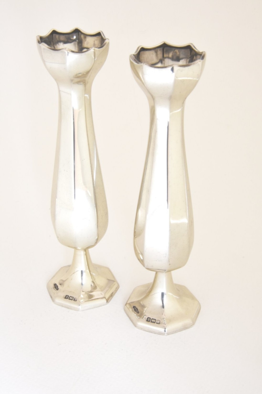 Pair of Edwardian Solid Silver Vases 1910
