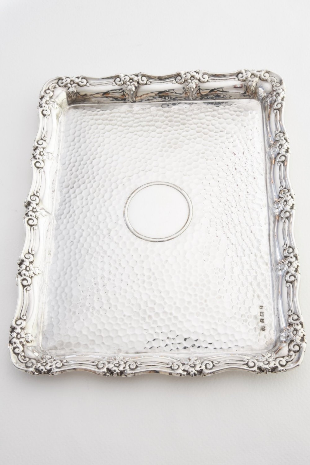 Solid Silver Hammered Finish Tray 1909