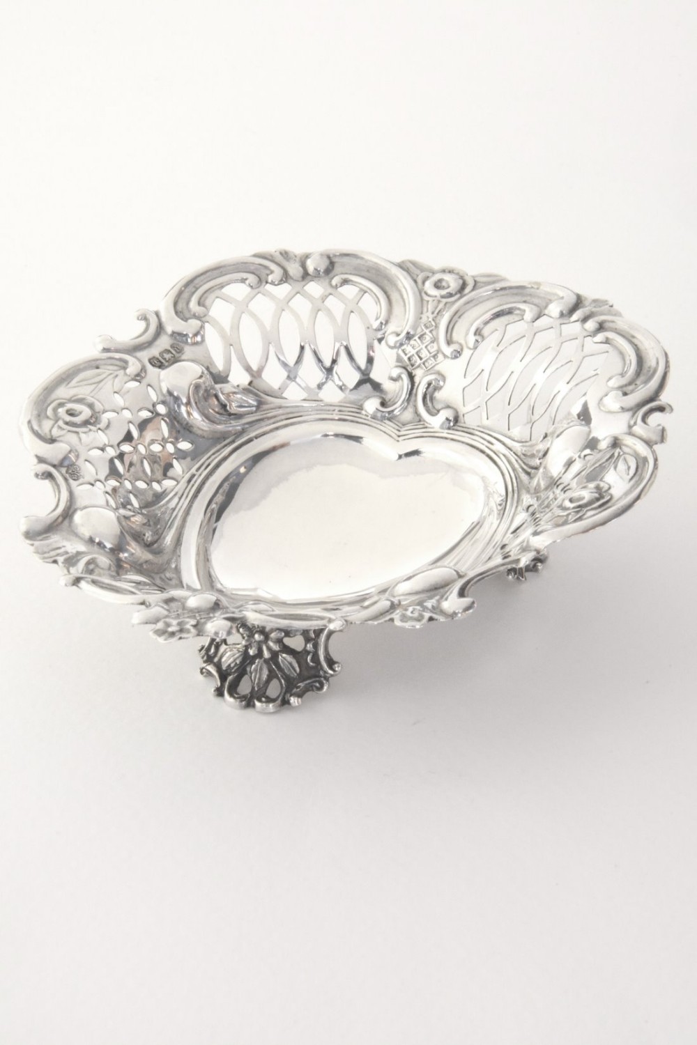 Solid Silver Heart Shaped Dish - William Hutton 1896