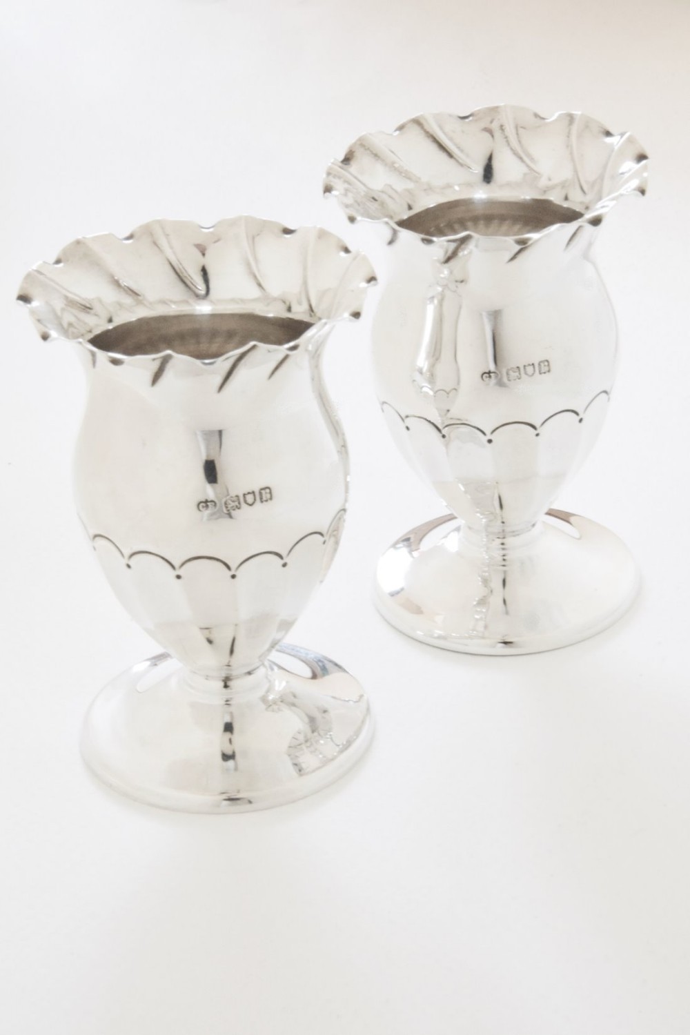 Pair of Solid Silver Posy Vases 1912