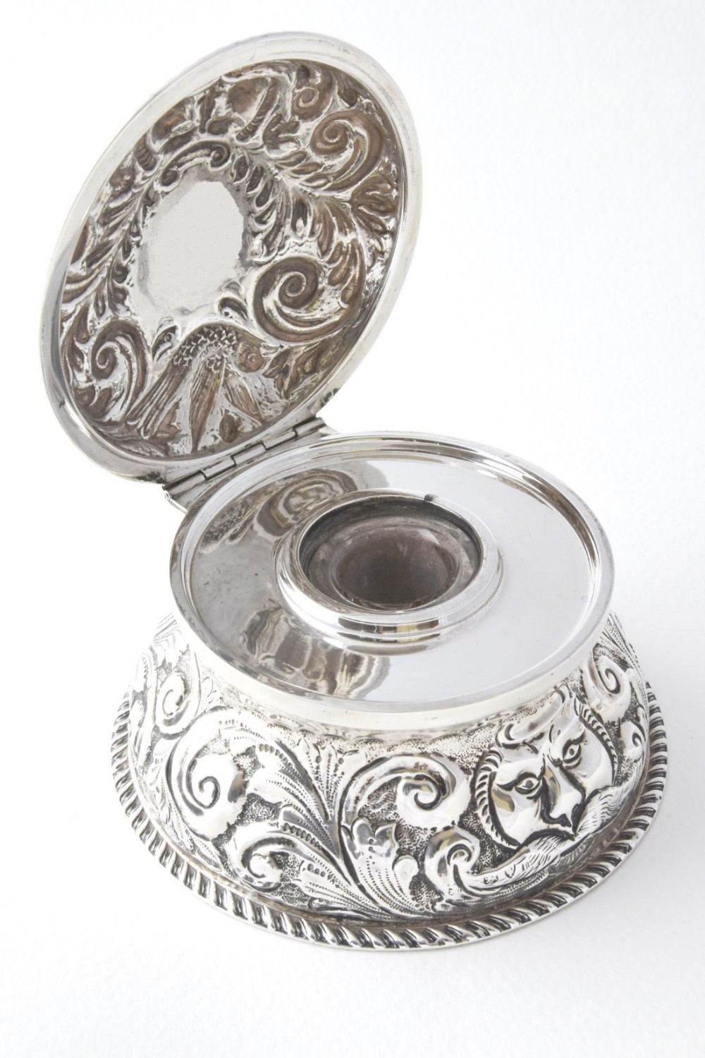 Rare & Unusual Victorian Solid Silver Inkwell 1897