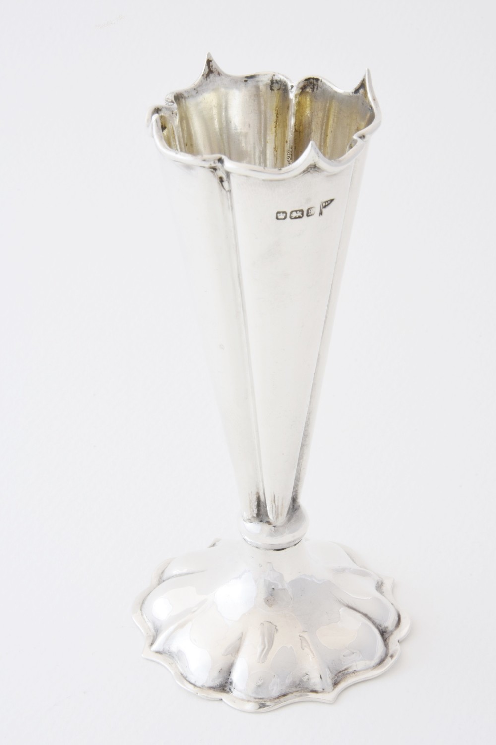 Edwardian Solid Silver Trumpet Vase 1910
