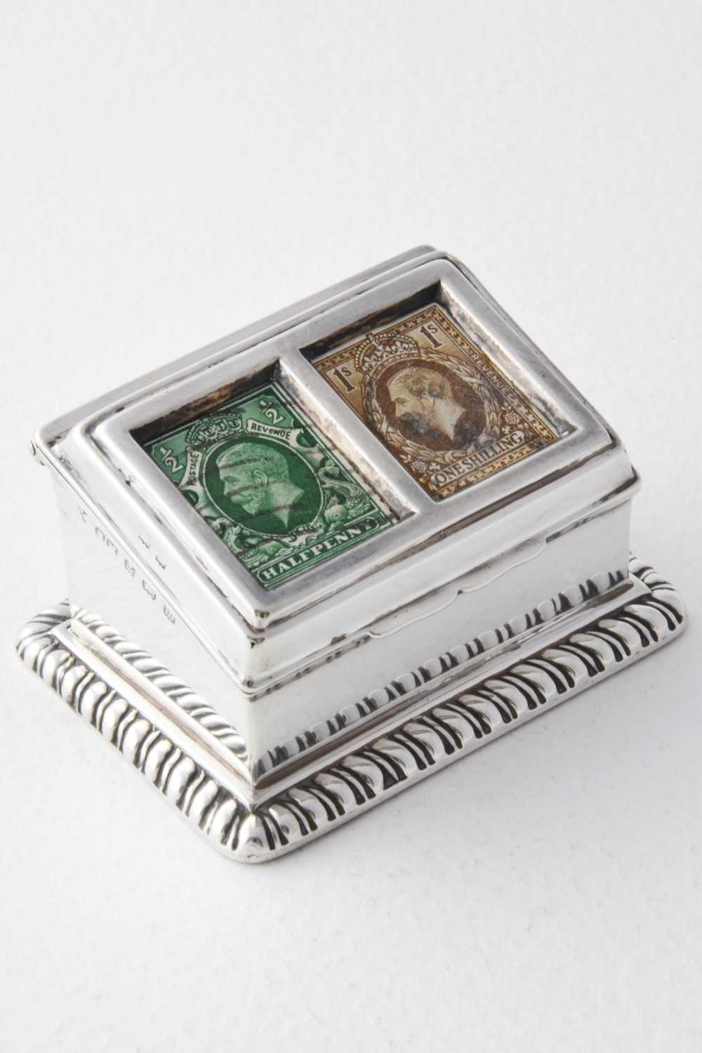 Solid Silver Double Stamp Box 1911