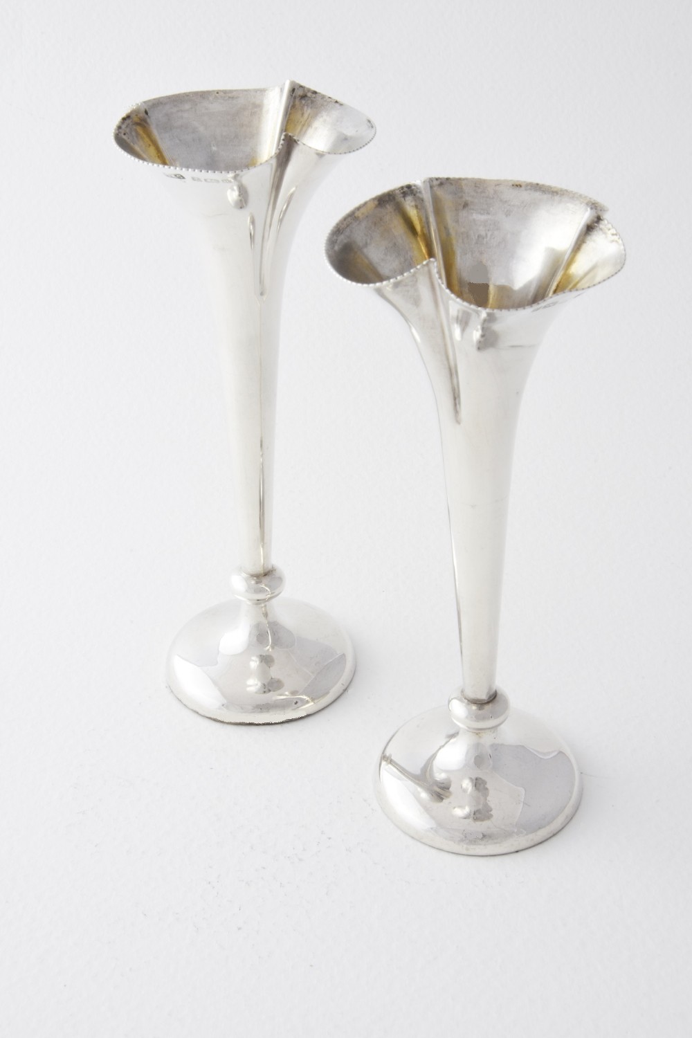 Pair of Edwardian Silver Bud Vases 1903