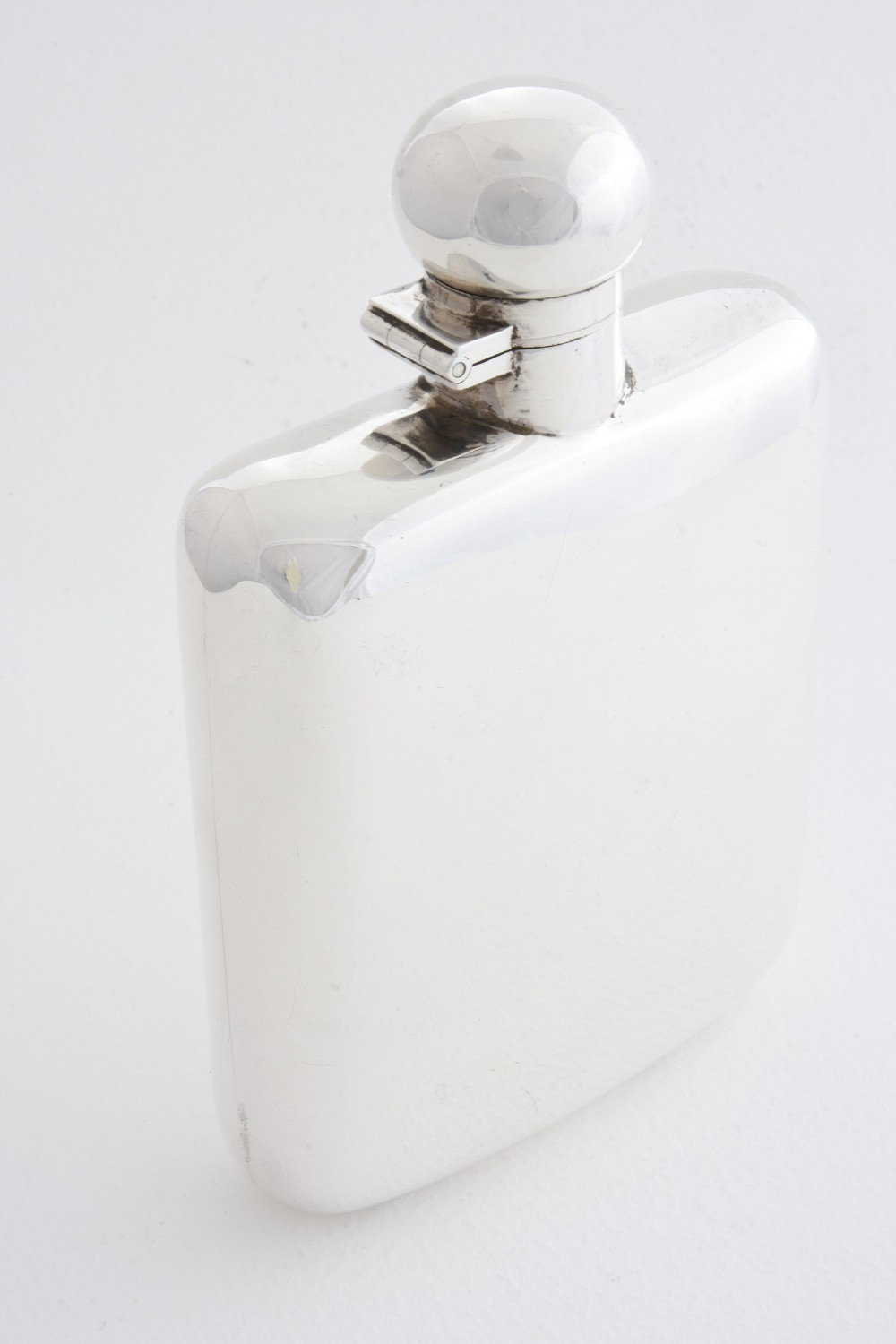 Large Solid Silver Hip Flask 1929