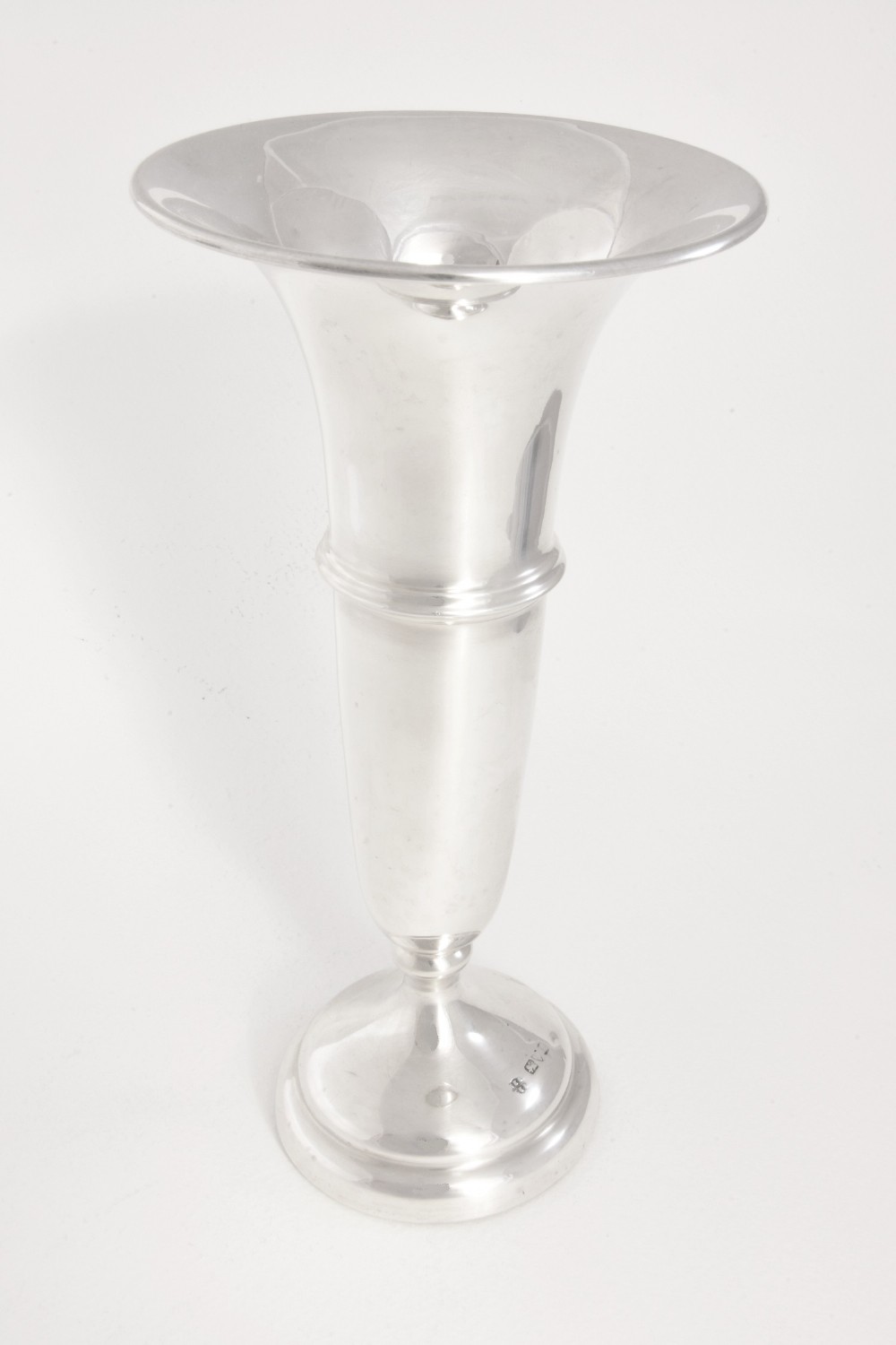 Large Solid Silver Trumpet Vase 1918