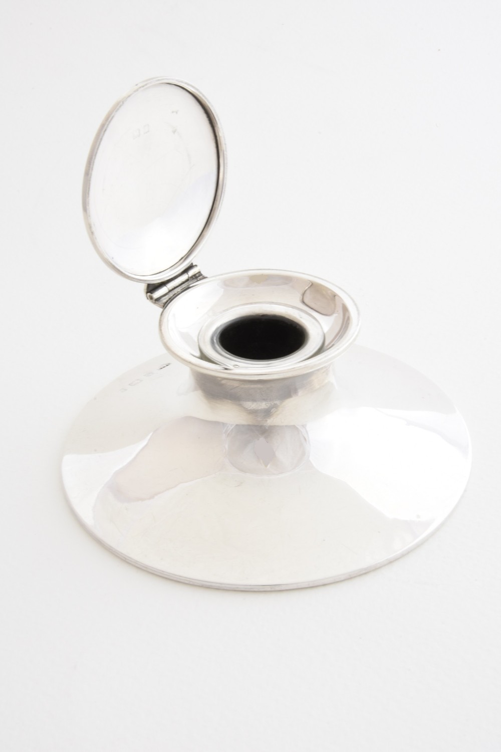 Edwardian Solid Silver Capstan Inkwell 1905