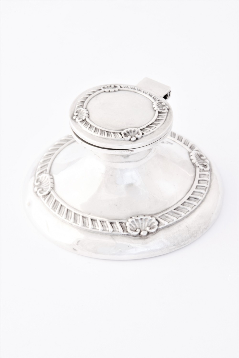 Small Antique Silver Capstan Inkwell 1918