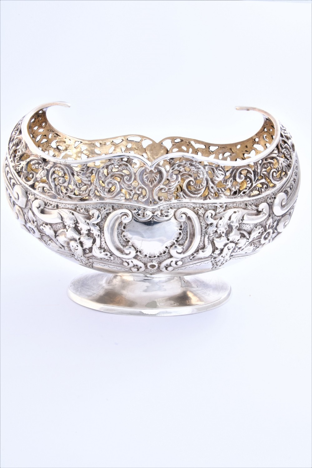 Rare Navette Shaped Victorian Antique Silver Bowl 1895