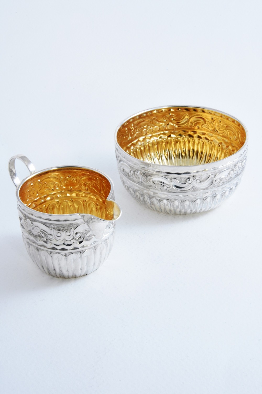 Victorian Cased Antique Silver Cream Jug and Sugar Bowl 1889