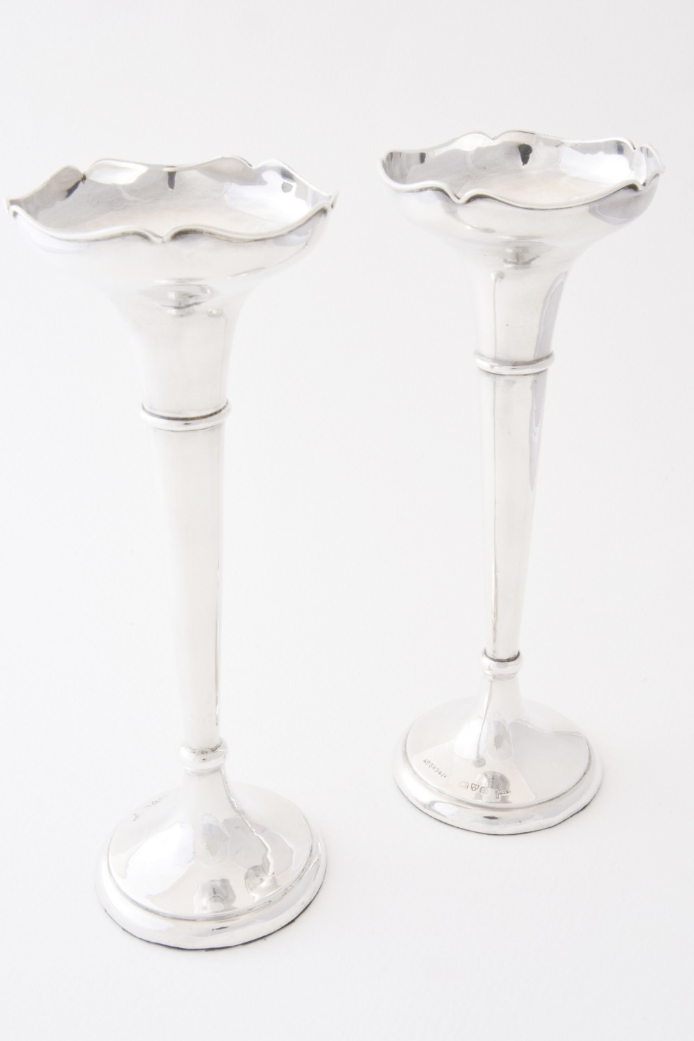 A Pair of Antique Silver Trumpet Vases - Chester 1911