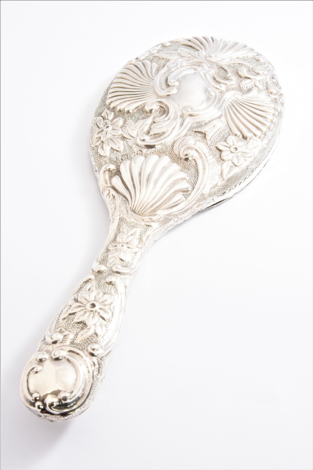Victorian Antique Silver Hand Mirror 1897 View II