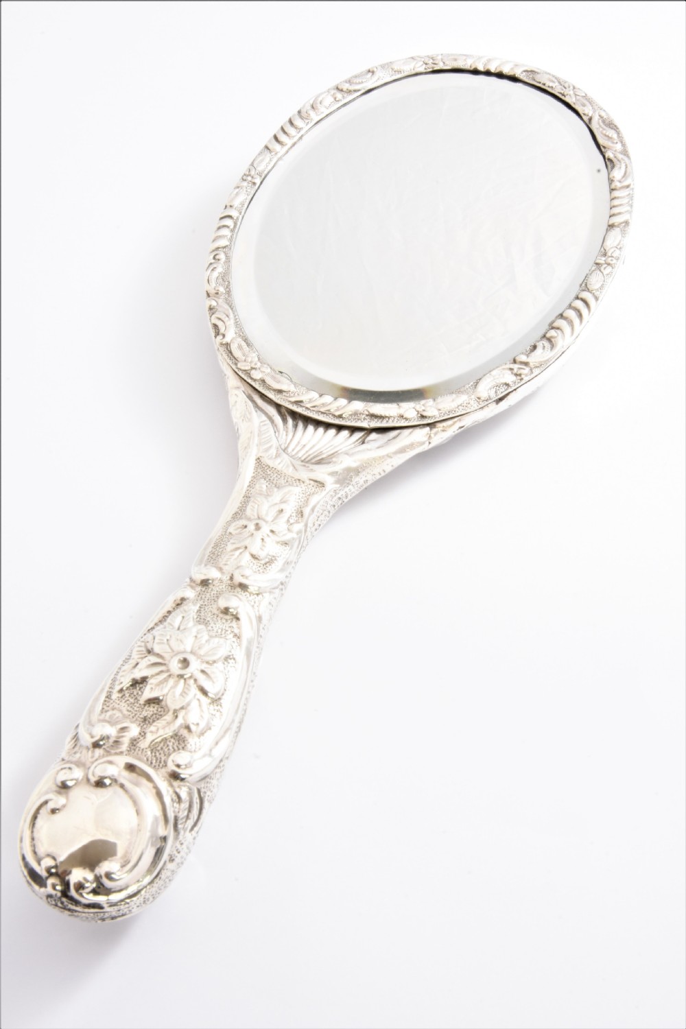 Victorian Antique Silver Hand Mirror 1897 View V