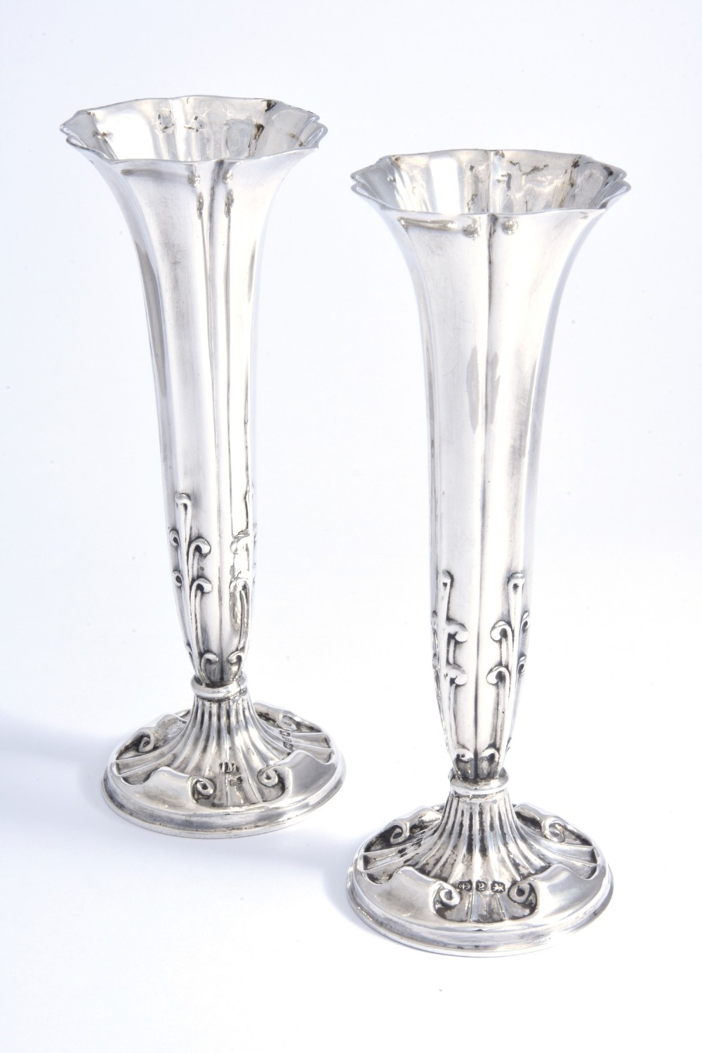 Pair of Victorian Antique Silver Posy Vases 1898