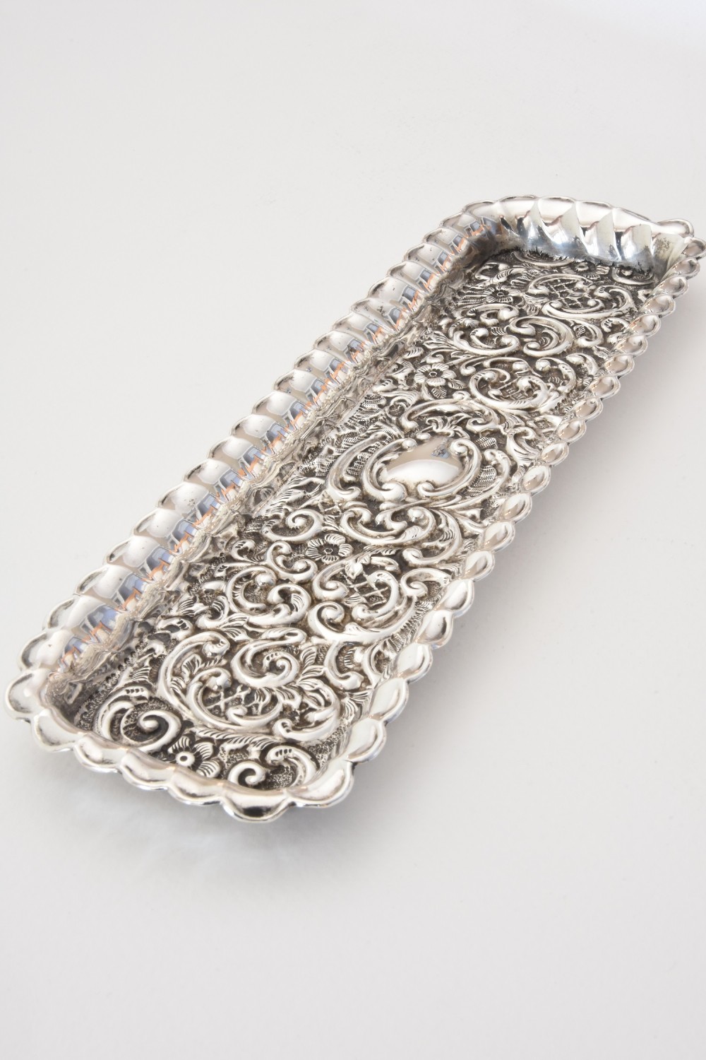 Edwardian Antique Silver Pen Tray 1903