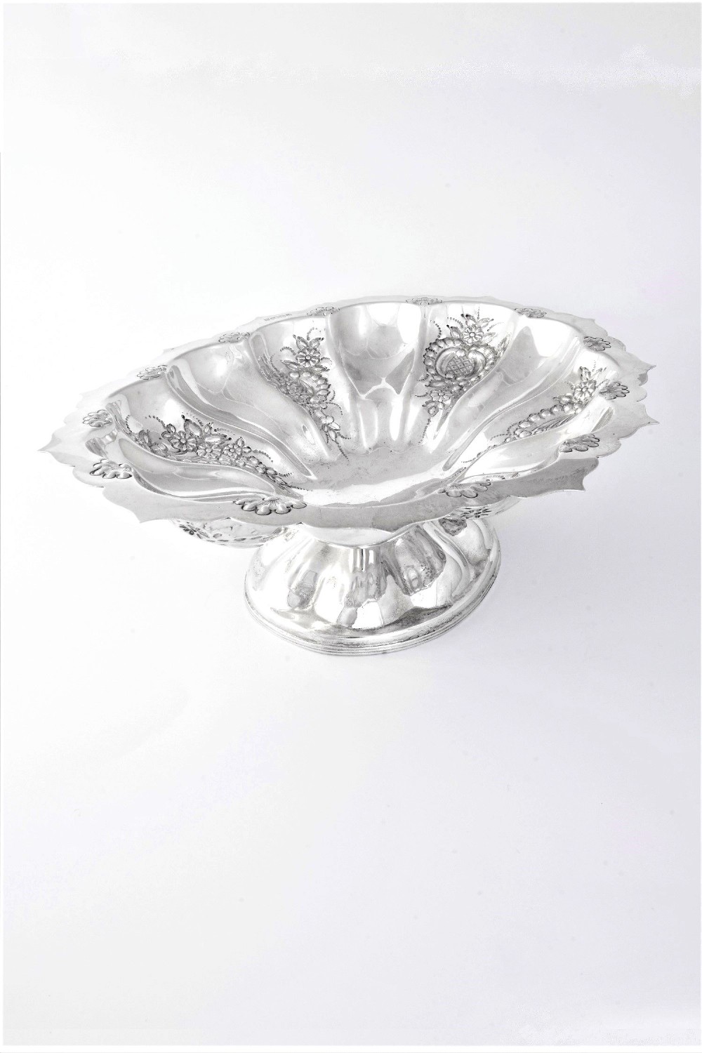 Large Victorian Antique Silver Pedestal Dish 1900