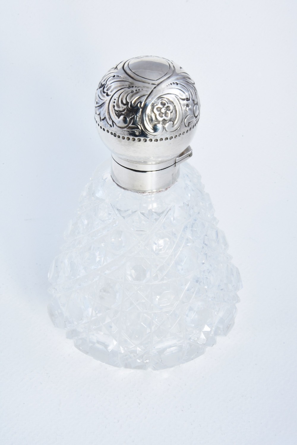Silver Mounted Cut Glass Perfume Bottle 1889
