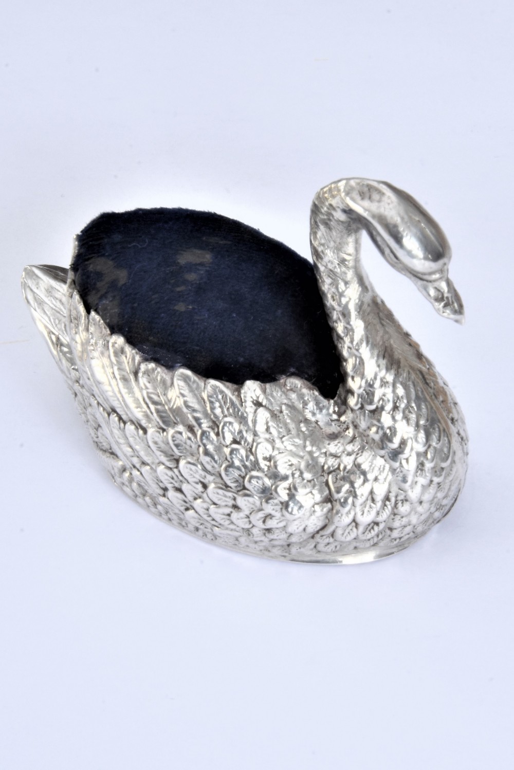 Edwardian Antique Silver Pin Cushion – Swan – 1908