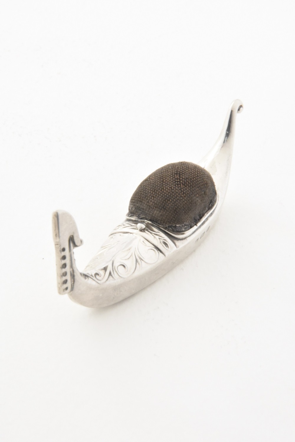 Edwardian Antique Silver Gondola Pin Cushion 1906