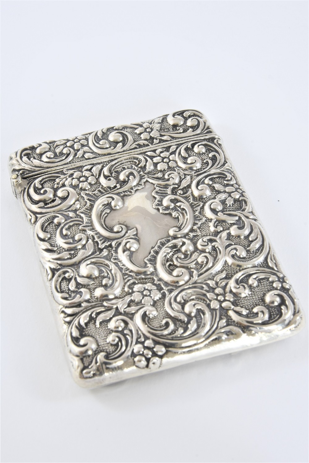 Edwardian Embossed Silver Card Case 1905