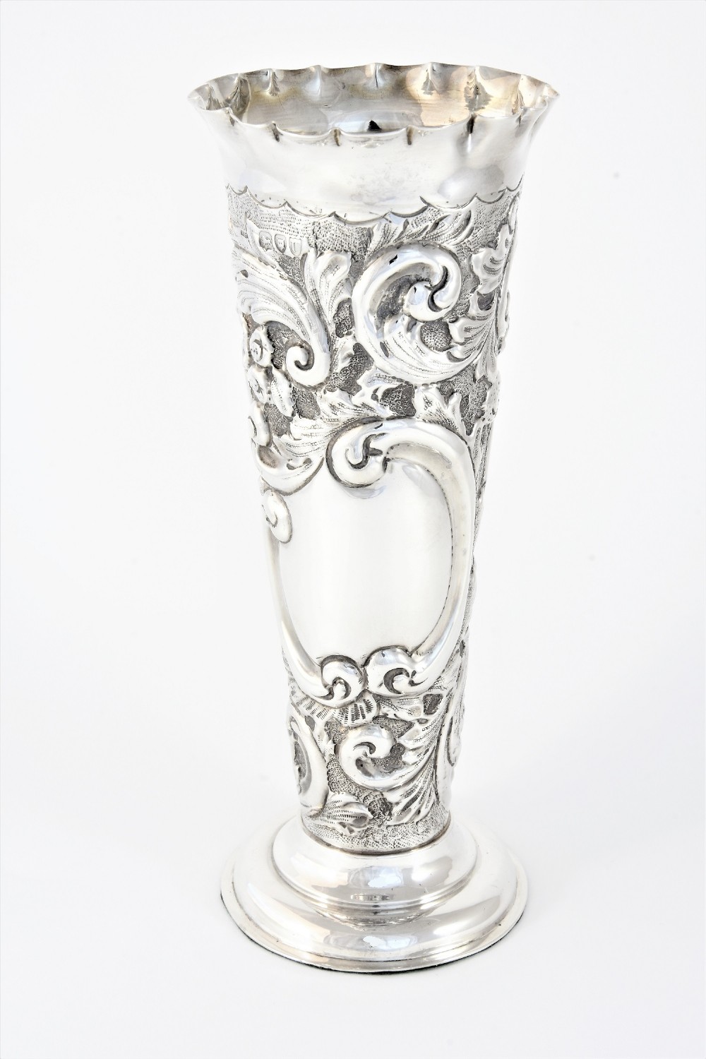 Victorian Embossed Silver Vase 1895
