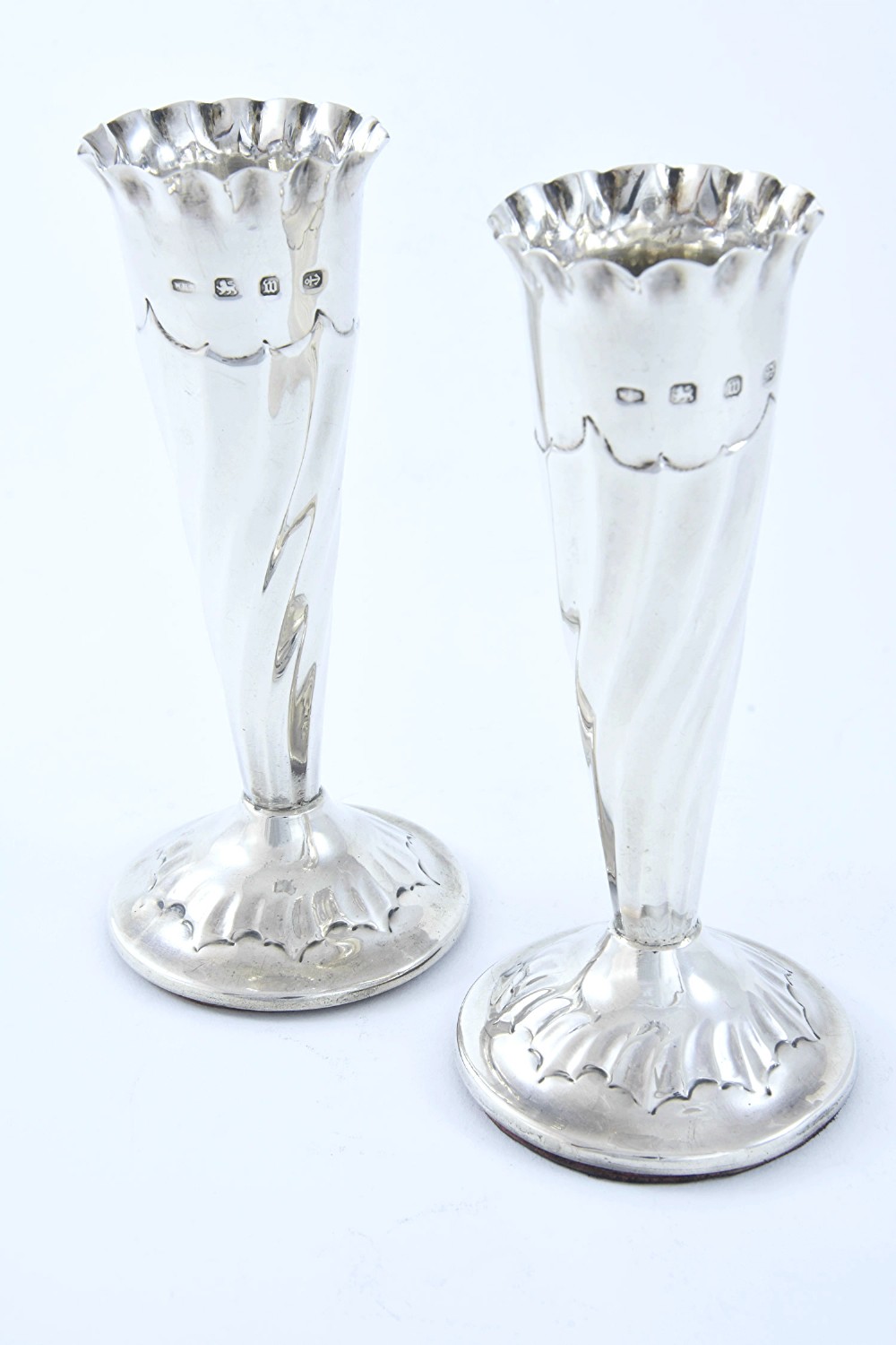 Pair of Victorian Solid Silver Posy Vases - 1896