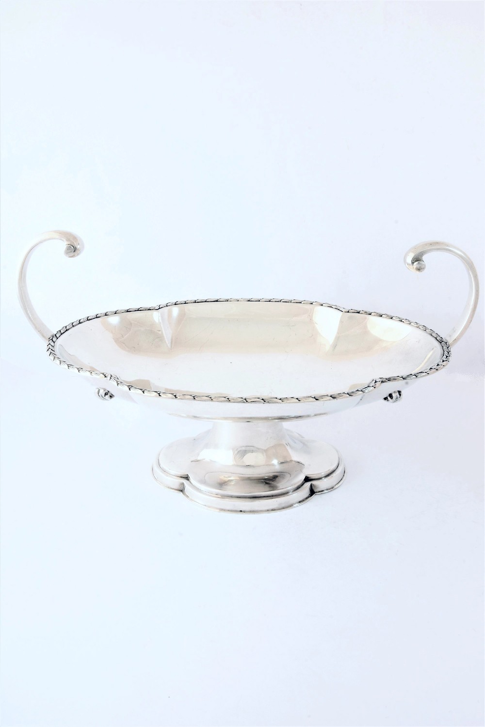 Large Antique Silver Pedestal Bowl 1912