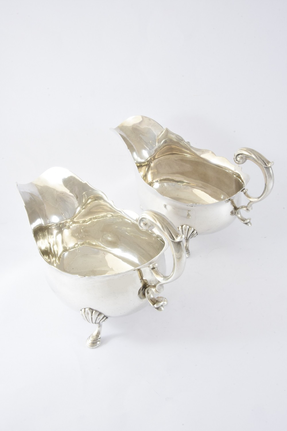 Pair of Edwardian Antique Silver Sauce Boats 1909