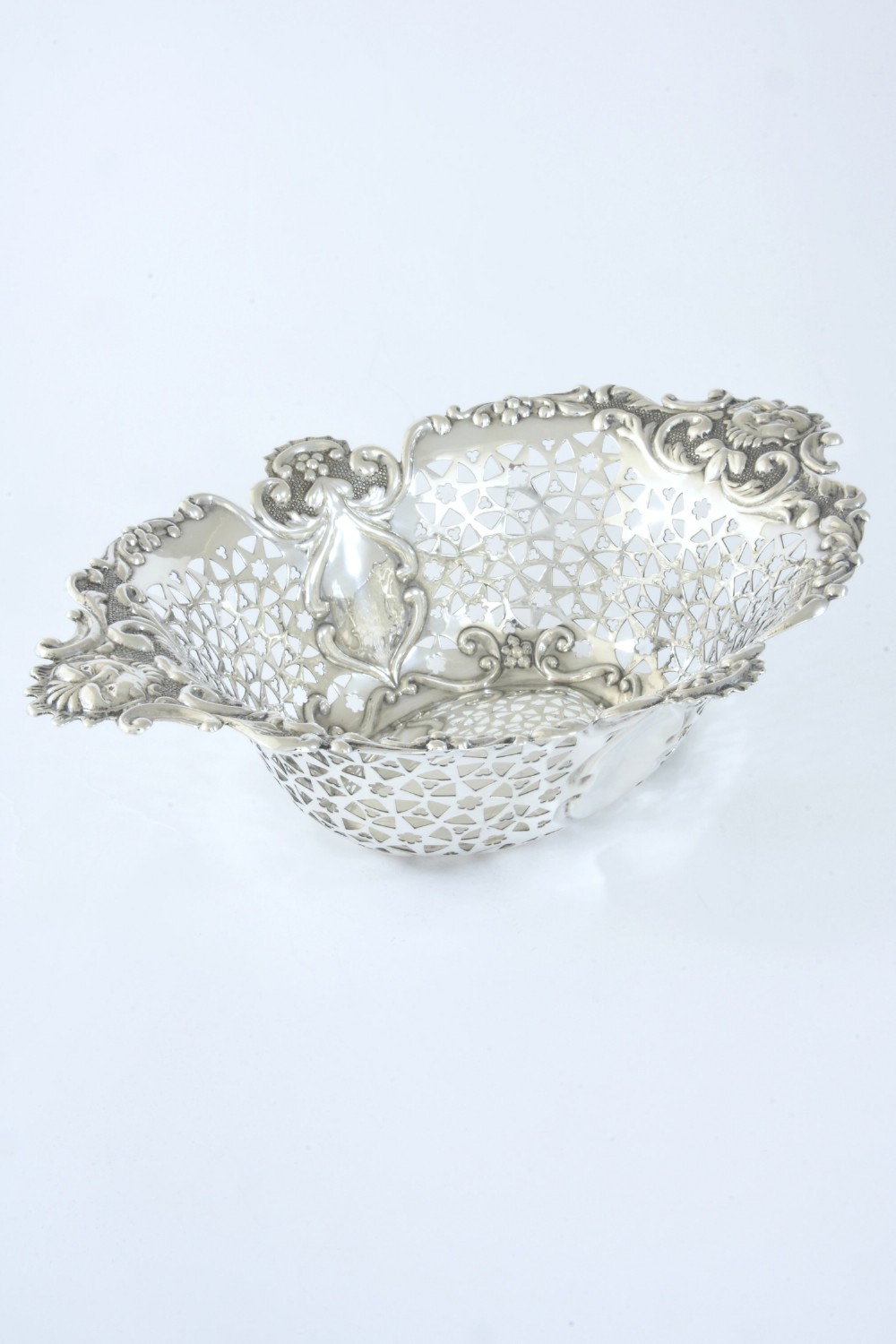 Large Edwardian Antique Silver Basket – Chester 1905