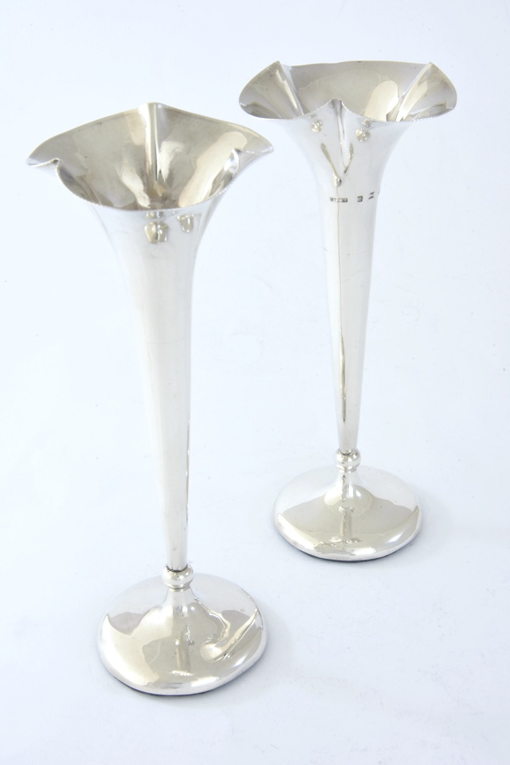 Pair of Antique Silver Posy Vases 1904